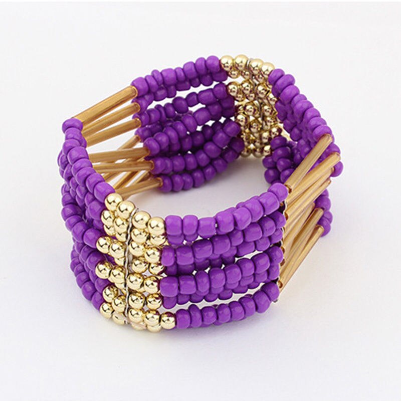 1 pc Böhmischen Stil Charming Multilayer Perlen Armband Frauen fein Schmuck arty Heißer: Purple