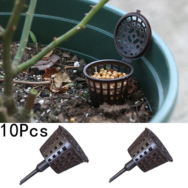 Caja de fertilizante portátil para bonsái, cesta de cubierta de fertilizante, caja de cúpula de plástico para plantas, macetas de vivero, 10 unids/paquete