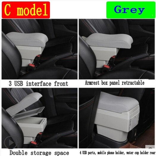 Für Nissan März Micra K13 MK4 IV Armlehne Kasten Center konsole Arm Rest: C-grau