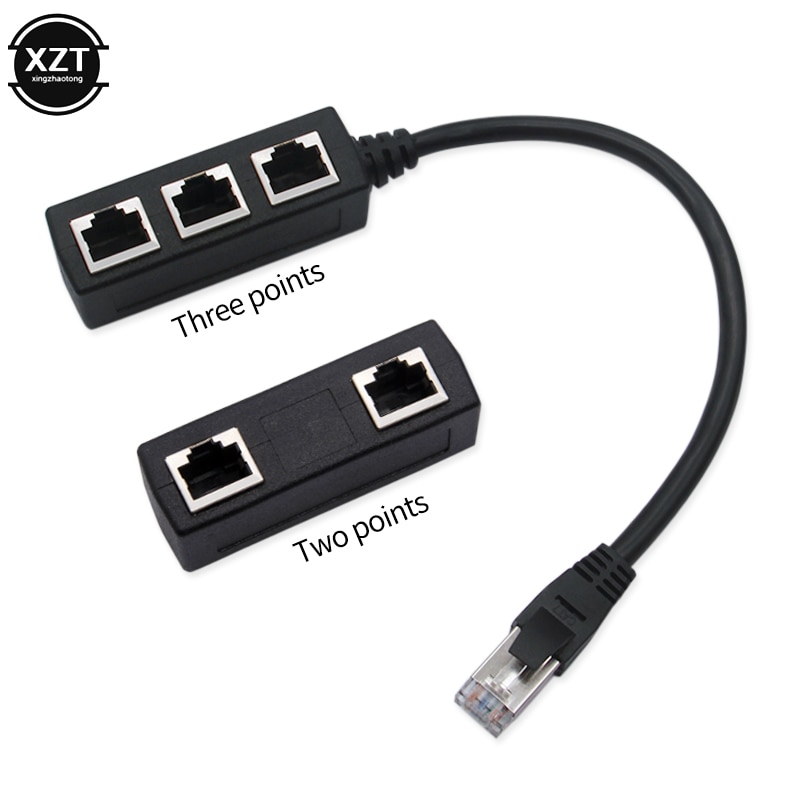 RJ45 1 Male to 3 Female Ports Ethernet Network Plug Cable Splitter Extension Adapter Male to Female Connector for Routers Hubs