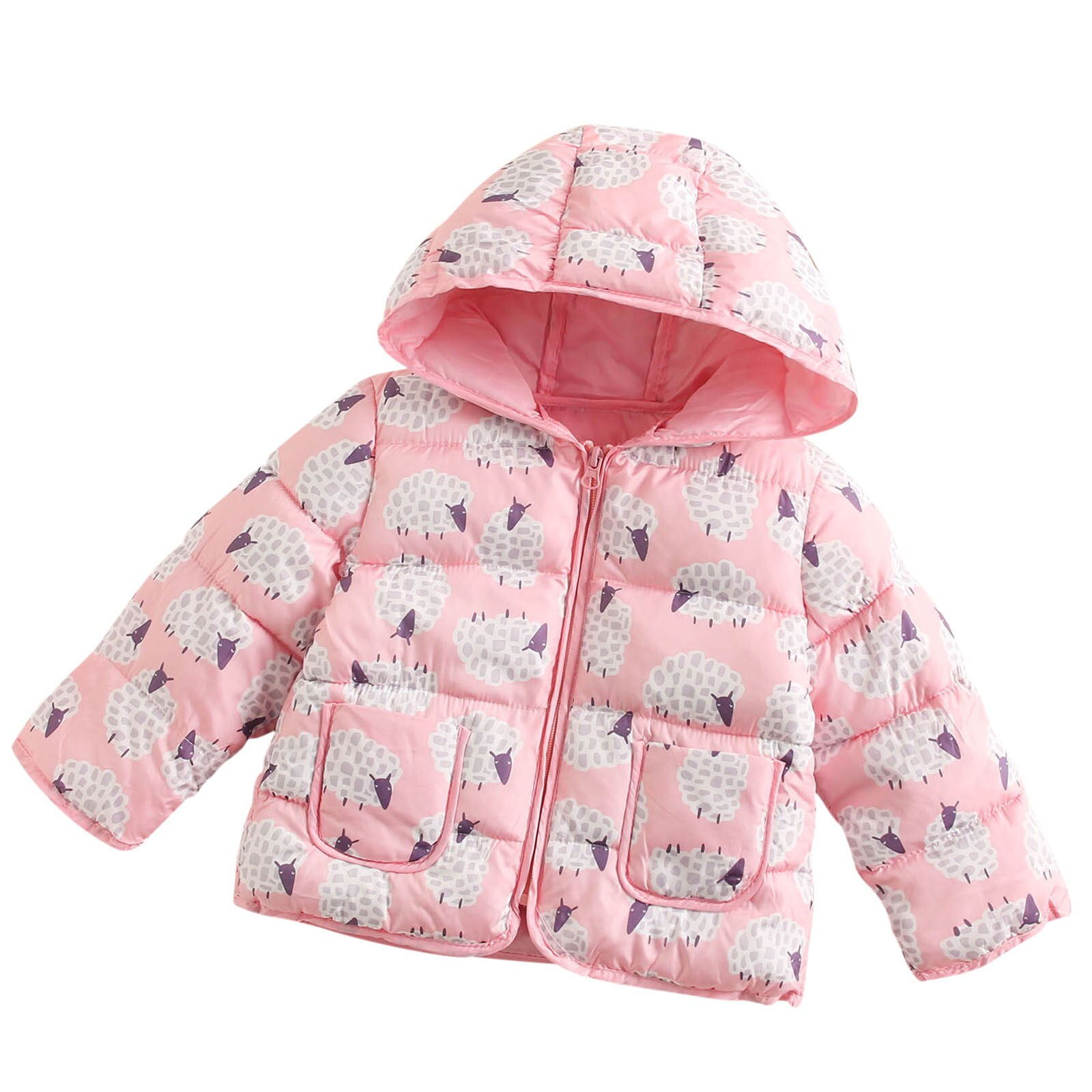 Meisjes Jas & Uitloper Kinderen Katoen Gewatteerde Jas Jongens Winter Kleding Warme Jassen Cartoon Куртка Для Мальчика Kapmantel kids: Roze / 90