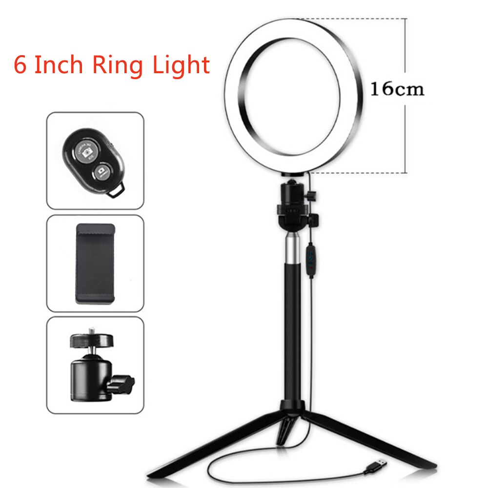 10 pollici Mini HA CONDOTTO il Video Anello Della Lampada Della Luce di Dimmable 3 Modalità di Illuminazione illuminazione anulare con il Treppiedi Del Basamento illuminazione fotografica per youtube: 6inch