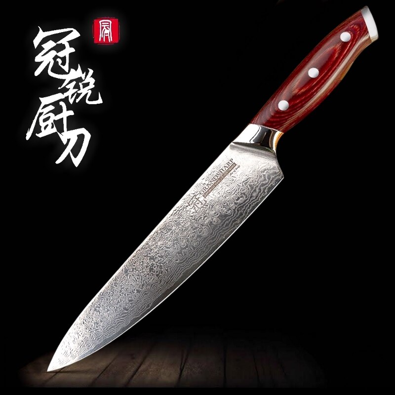 Damascus Kitchen Knife vg10 Japanese Damascus Chef Santoku Kitchen Knives Best Cooking Tools Grandsharp Brand: 8 inch chef knife