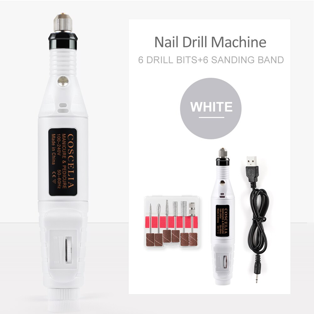 COSCELIA Electric Nail Drill Machine Manicure Machine Nail Art File Ceramic Nail Drill Bits Sanding Nail Tools Set: USB 02