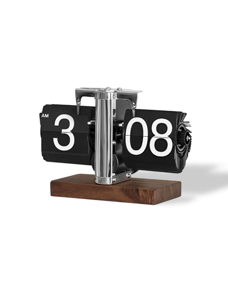 Reloj Digital con tapa Vintage, reloj de mesa con página abatible automática mecánica, reloj Digital con tapa para oficina, de decoración para el hogar: Oro
