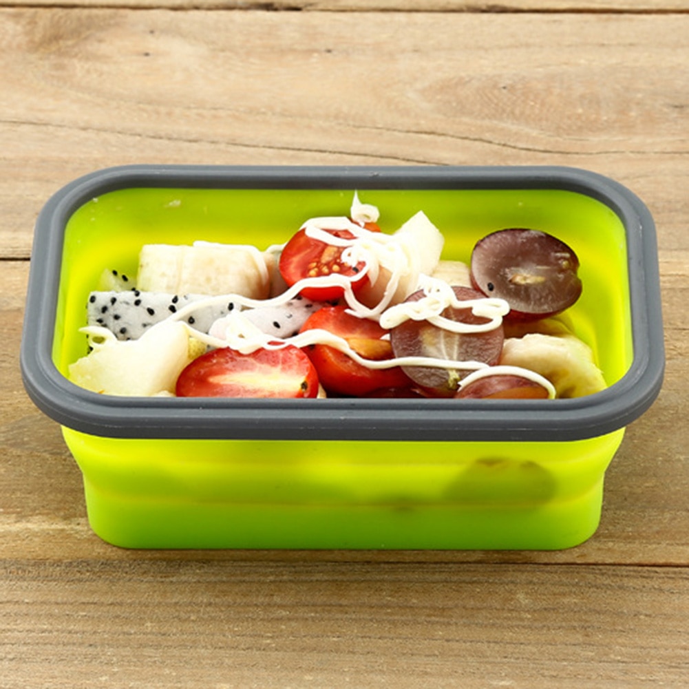 Portable Rectangular Silicone Collapsible Lunch Box Folding Food Keep Fresh Storage Container Eco-Friendly Lunchbox Bento Box