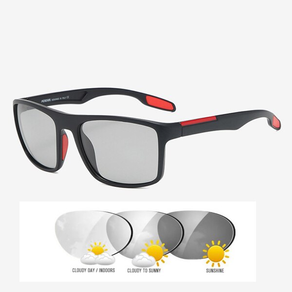 Kdeam firkantede polariserede solbriller mænd fiskeri udendørs solbriller fotokromiske linse solbriller super lette briller stel ce  h6: C7 fotokromisk