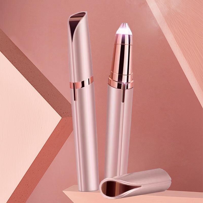 1pc Mini Electric Eyebrow Trimmer Painless Eye Brow Epilator Shaver Razors Portable Facial Hair Remover For Women: champagne gold