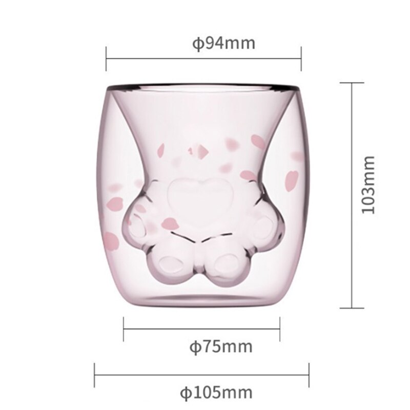 1 stuks hittebestendige dubbelwandige glazen kattenklauwbeker koffiemok handgemaakte dubbellaagse anti-verbranding melkbekers