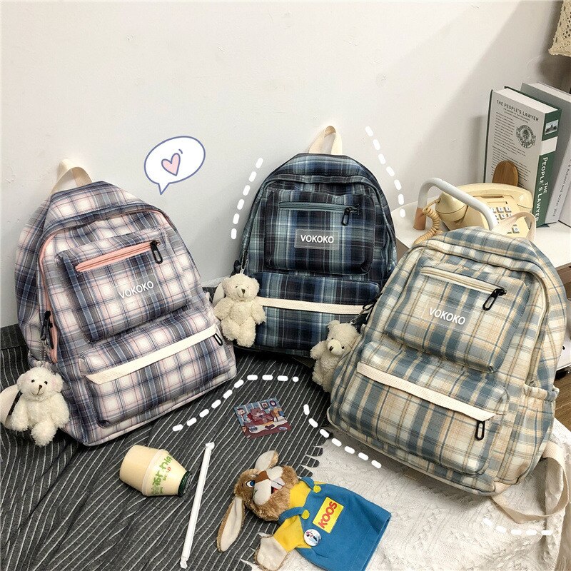 Canvas Backpack - Preppy Style - School Book Laptop Bag for Teenager Students - Under 20L