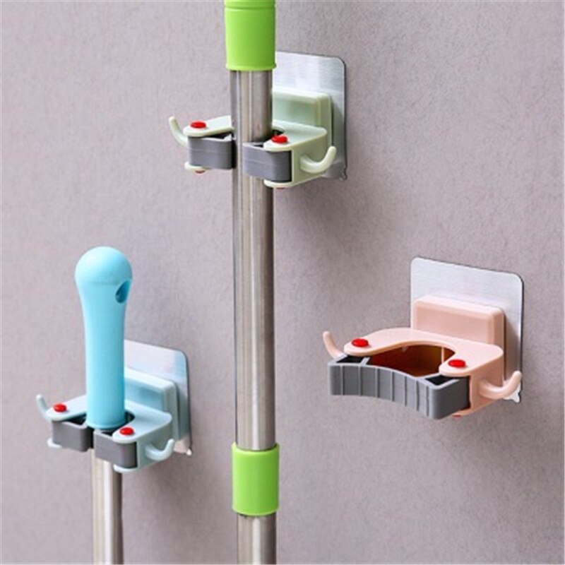 Cleaning Tools Holder Home Mop Clip Mop Hooks No Trace Mop Holder Bathroom Rack Household Organizer Kitchen Wall Sticker Rack