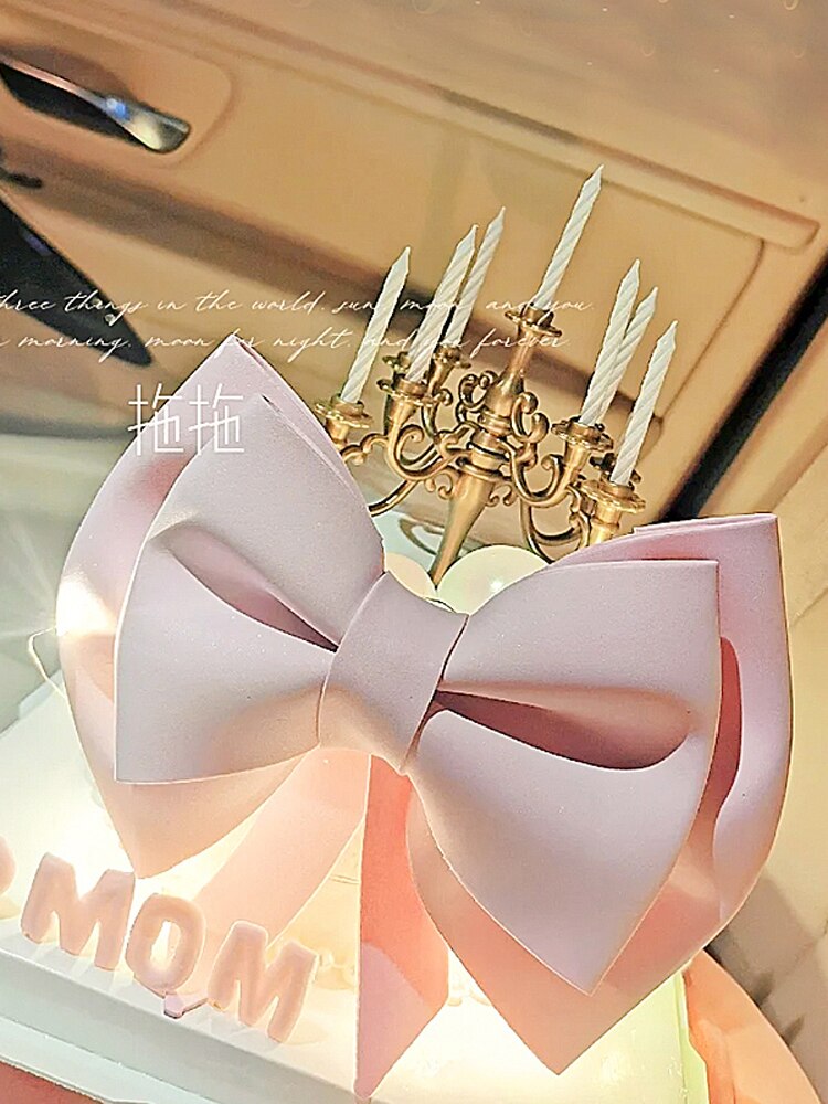 Pink Big Bow Girl's Wedding Cake Decoration Confession Cake Topper Prince Boy Kid Party Supplies Pink Love