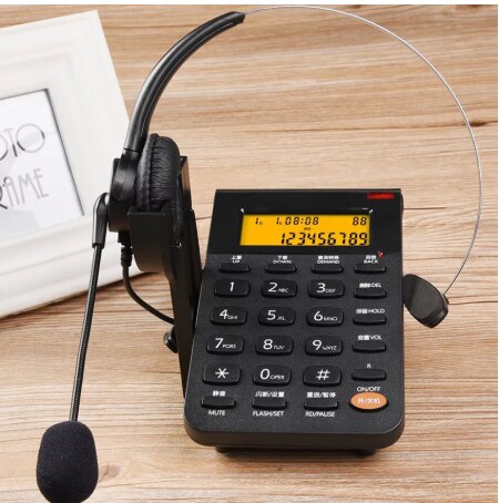 Head-mounted recording telephone headset customer service operator telephone sales Corded Telephone headset outbound landline