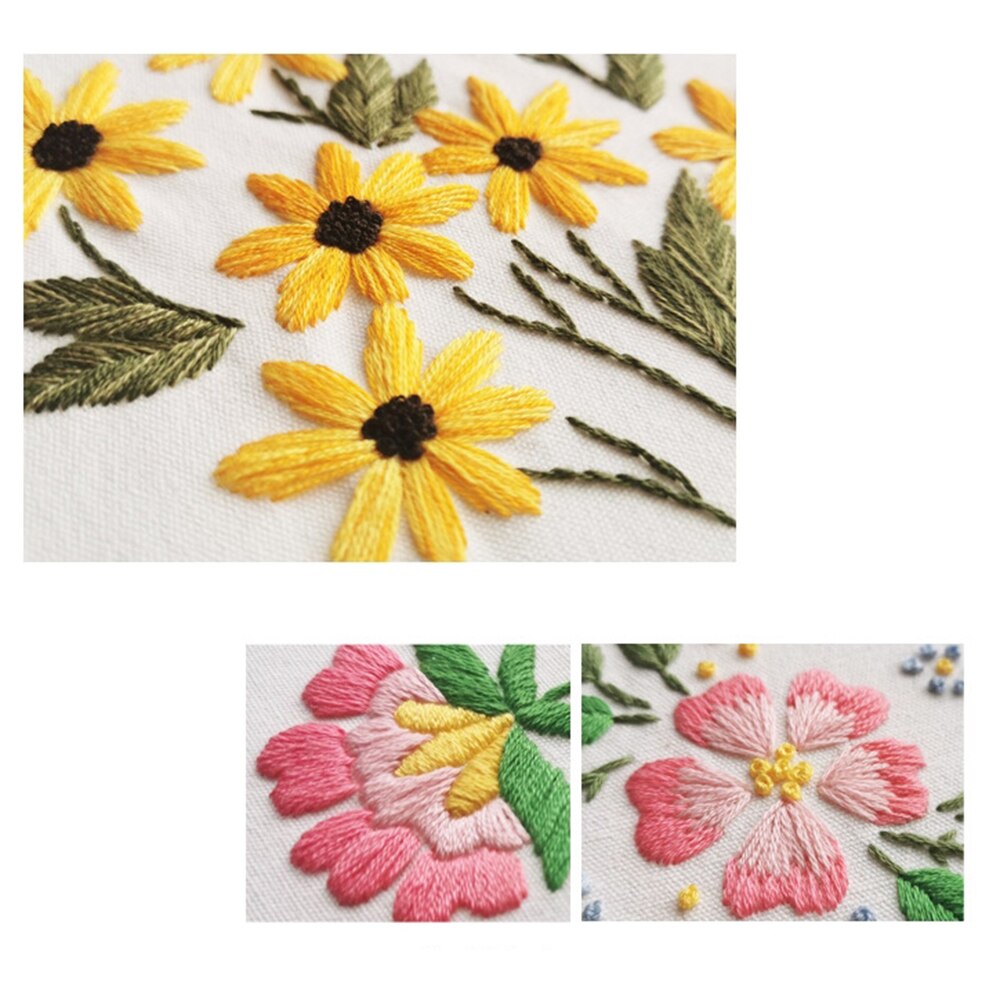 DIY Embroidery Flower Handwork Needlework for Beginner Cross Stitch Kit Ribbon Painting Embroidery Home Decoration
