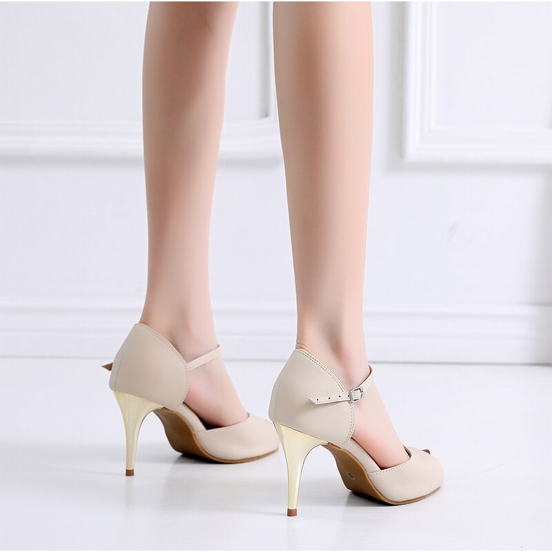 Vrouwen Echt Leder Latin Dansschoenen Vrouw Zachte Zool Bachata Salsa Dansen Schoenen Meisjes Gold Hak Ballroom Dans Sandalen