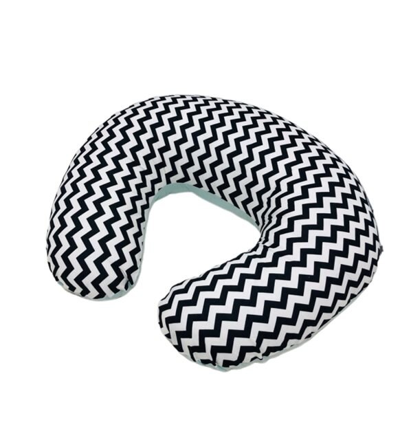 Borstvoeding Kussen Voor Baby &#39;S Met Zigzag Patroon Met 100% Katoen Voor Borstvoeding En Zitten: black-light grey