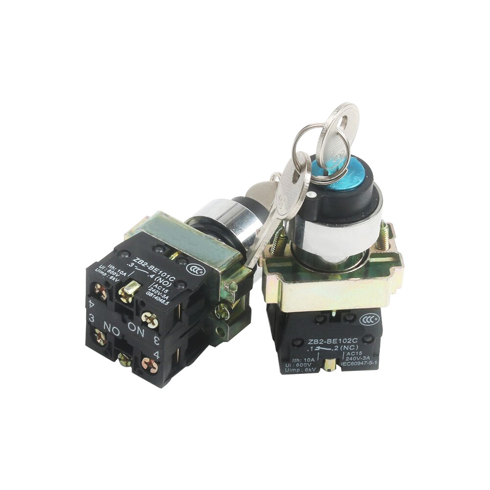 XB2-BG21/25/33/41/45/65/73 1NO/1NO1NC/2NO 2/3 position key operated selector push button switch Latching/Locking Momentary/Reset