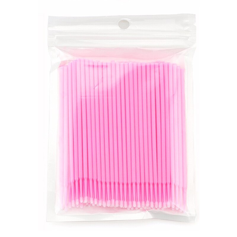 100pcs Disposable MicroBrush Eyelashes Extension Individual Lash Removing Swab Crystal Micro Brush Eyelash Extensions Tools: pink