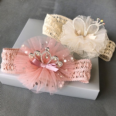 Bebê meninas flor hairband malha coroa headdress macio bandana ano novo presente festa tiara headwear acessórios de cabelo