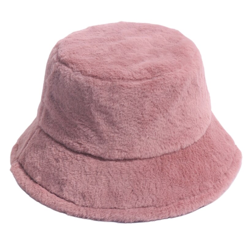 Kvinder vinter fuzzy plys bøttehat ørevarmer rund top vindtæt fisherman cap  lx9e