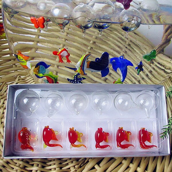 Flydende glas fisk - akvarie mini fiske figurer - håndblæst glas fisk lampe arbejde glas miniature fisk blæst glas statuer: Rød