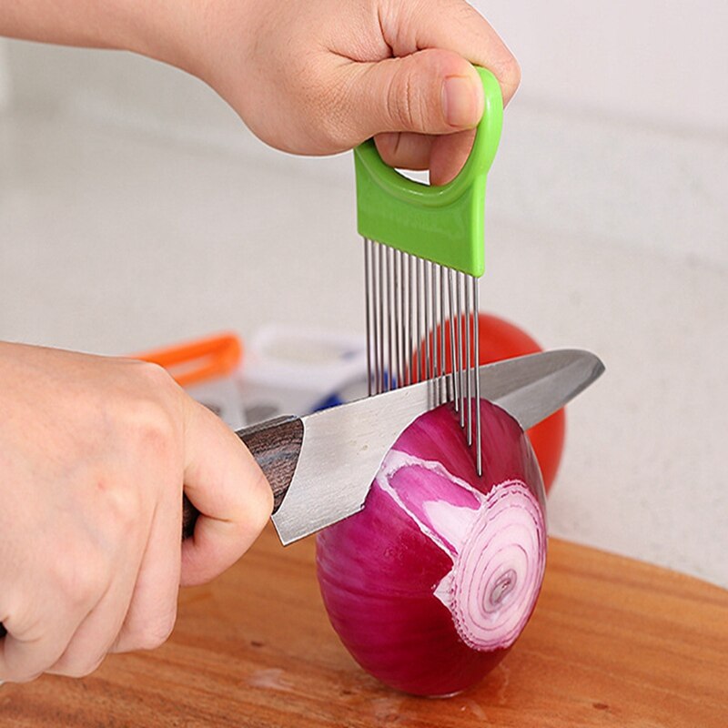 Kitchen Cutting Tools Slicer Tomato Onion Vegetable Slicer Cutting Auxiliary Support Guide Slicer Safety Fork