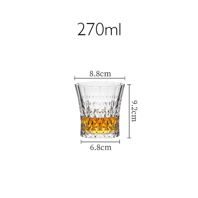 Copa de cristal tallada de estilo europeo, copas de vino de lujo con diamantes, para Bar, , hogar, Hotel: E-270ml