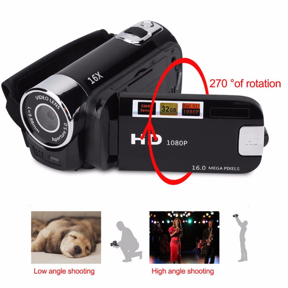 1080P Digital Camera Camcorder LED Light DVR Anti-shake Video Shooting Clear Portable High Definition
