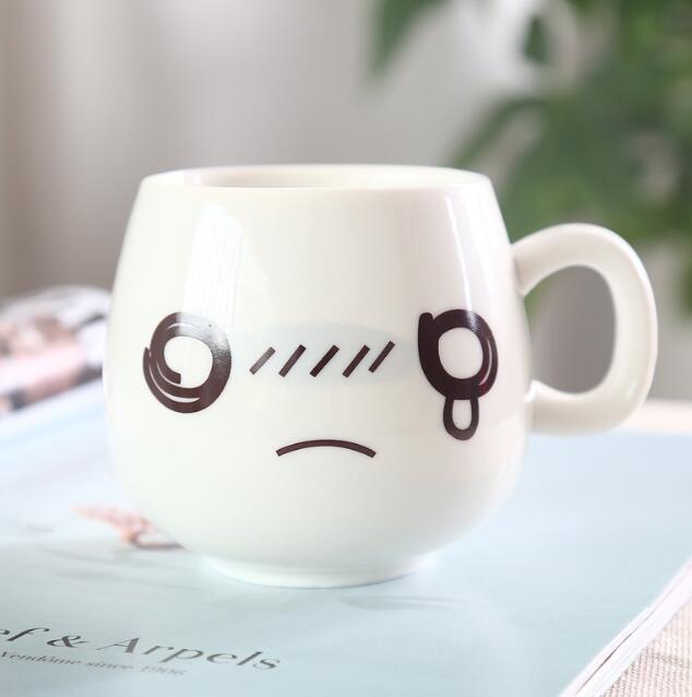 320ml Fun Cute Face Mugs White Pottery Ceramic Cup Tea Coffee Milk Mug With Handle: Style 3