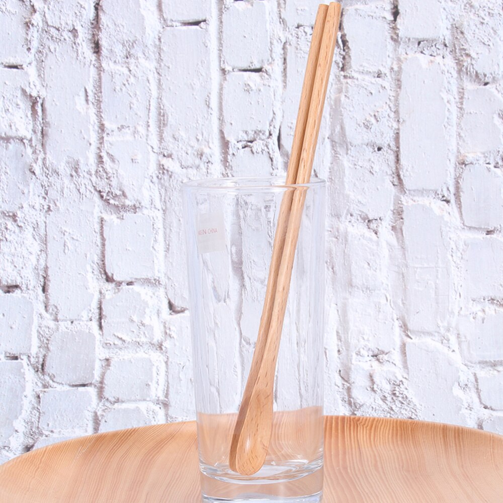 10Pcs Houten Roeren Lepel Creatieve Honing Scoop Mengen Stok Servies Voor Koken Honing Thee Koffie (Bruin)