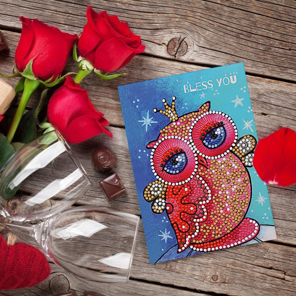 Diamond Cardboard Classic Delicate DIY Diamond Painting Greeting Cards Owl Animal Birthday Valentine Blessing