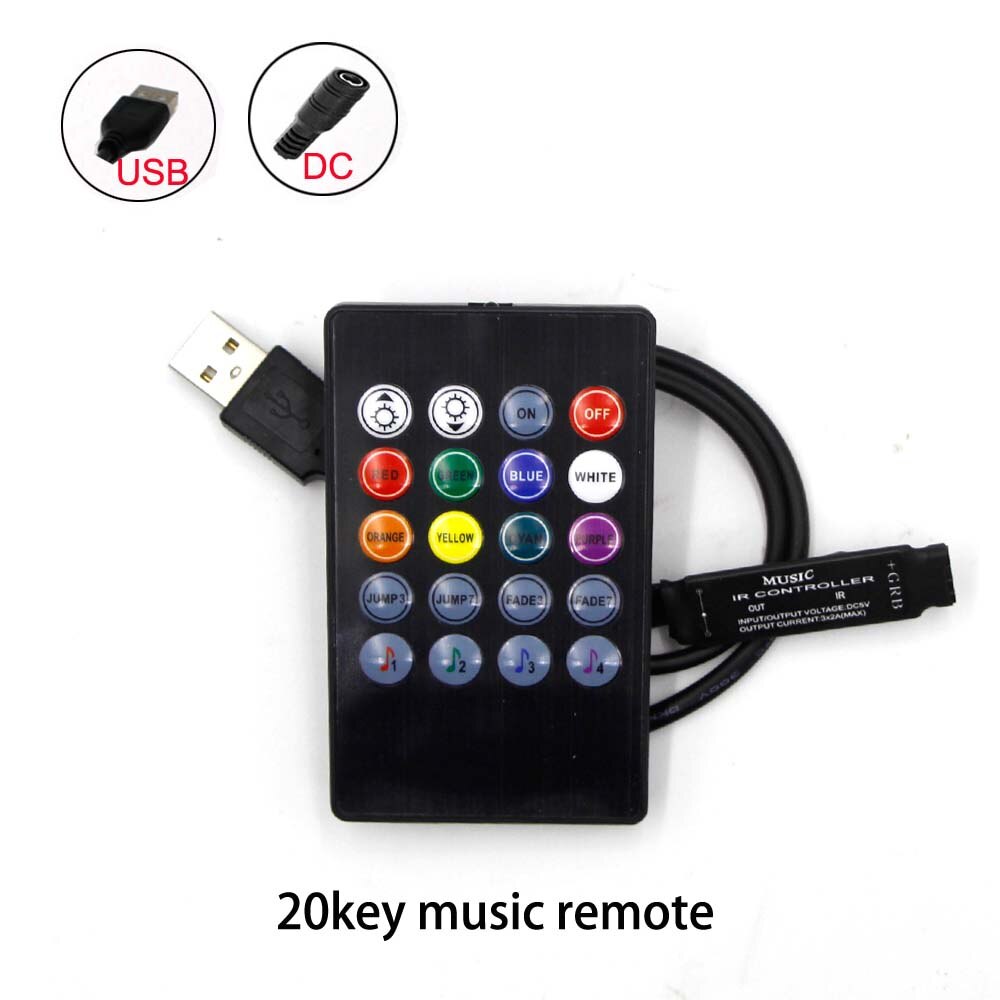 USB/DC 3/17/20/24/44 Tasten RGB Controller Musik IR RF LED Lichter Streifen Fernbedienung für RGB LED Streifen Lichter 5050 2835 SMD: Gold / 8