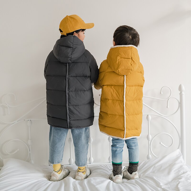 Børns vinter lang dunjakke børn 2-8 år gammel dreng pige hætte baby vintertøj tykkere varm jakke gedde