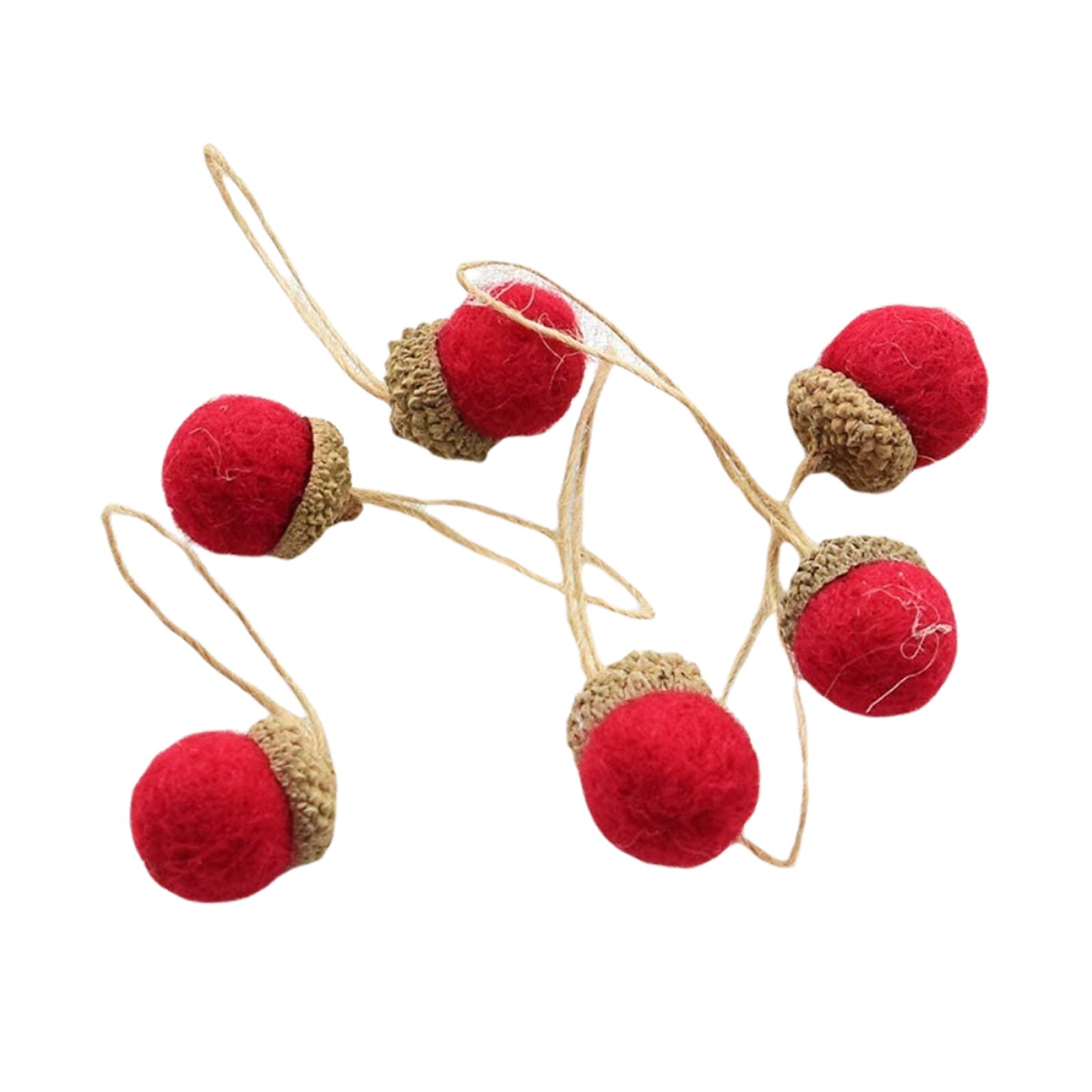 6PCS Acorn Christmas Pine Cone Doll DIY Hanging Ornament Small Felt Reusable Tree Home Decoration Office School Party Craft: Burgundy