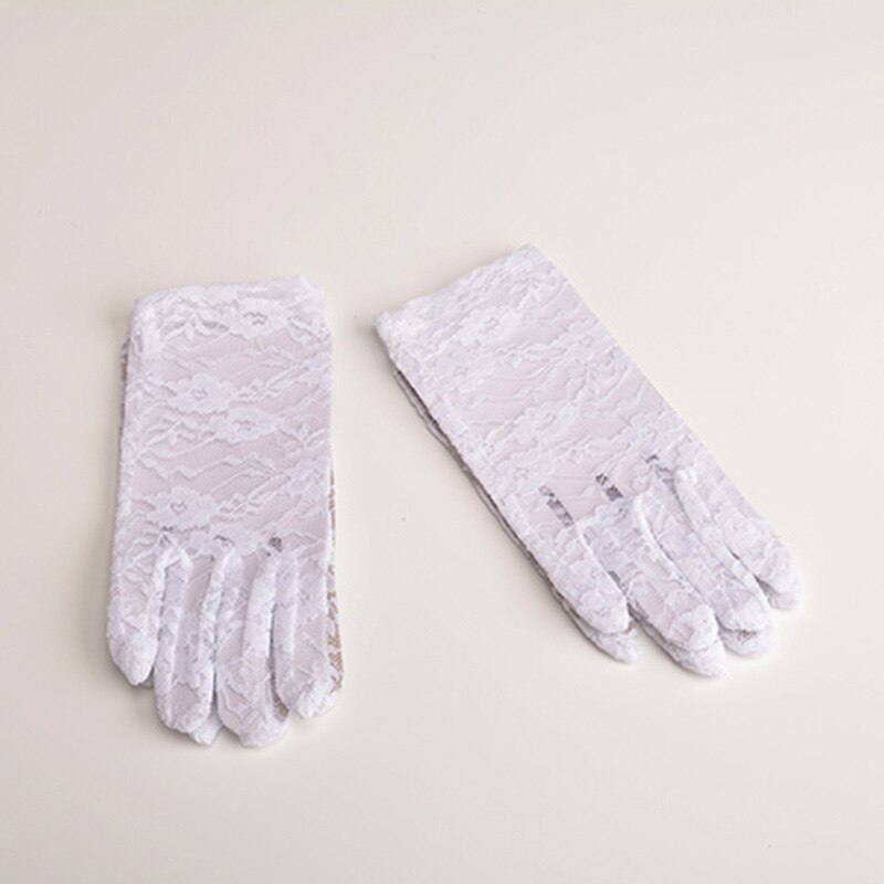 Guantes de encaje blancos para niño, guantes de niña de flores, para actuación, baile de cumpleaños, de noche, vestido con guantes, guantes de boda para niños