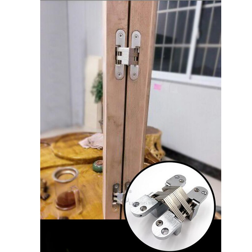 Concealed Hidden Cross Door Hinges, Foldable Folding Door Cabin Table Worktop DIY Hardware
