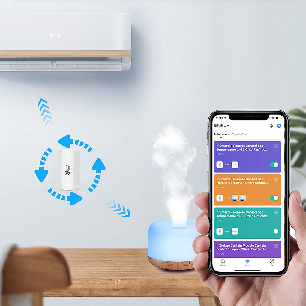 Tuya Electric Temperature Humidity Sensor Indoor Bedroom Hygrometer Wireless Detector Alarm Hotel Home Intelligent Supplies WiFi