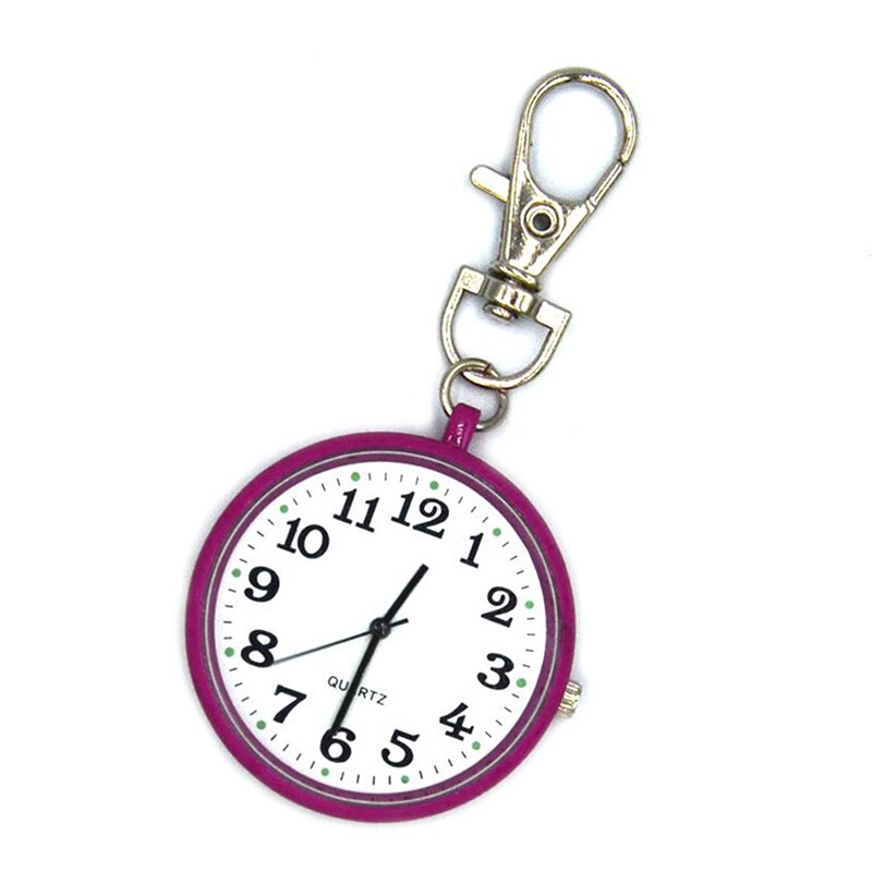 Quartz Zakhorloge Sleutelhanger Klokken Ronde Wijzerplaat Draagbare Eenvoudige Hanger Voor Vrouwen Mannen: rose red