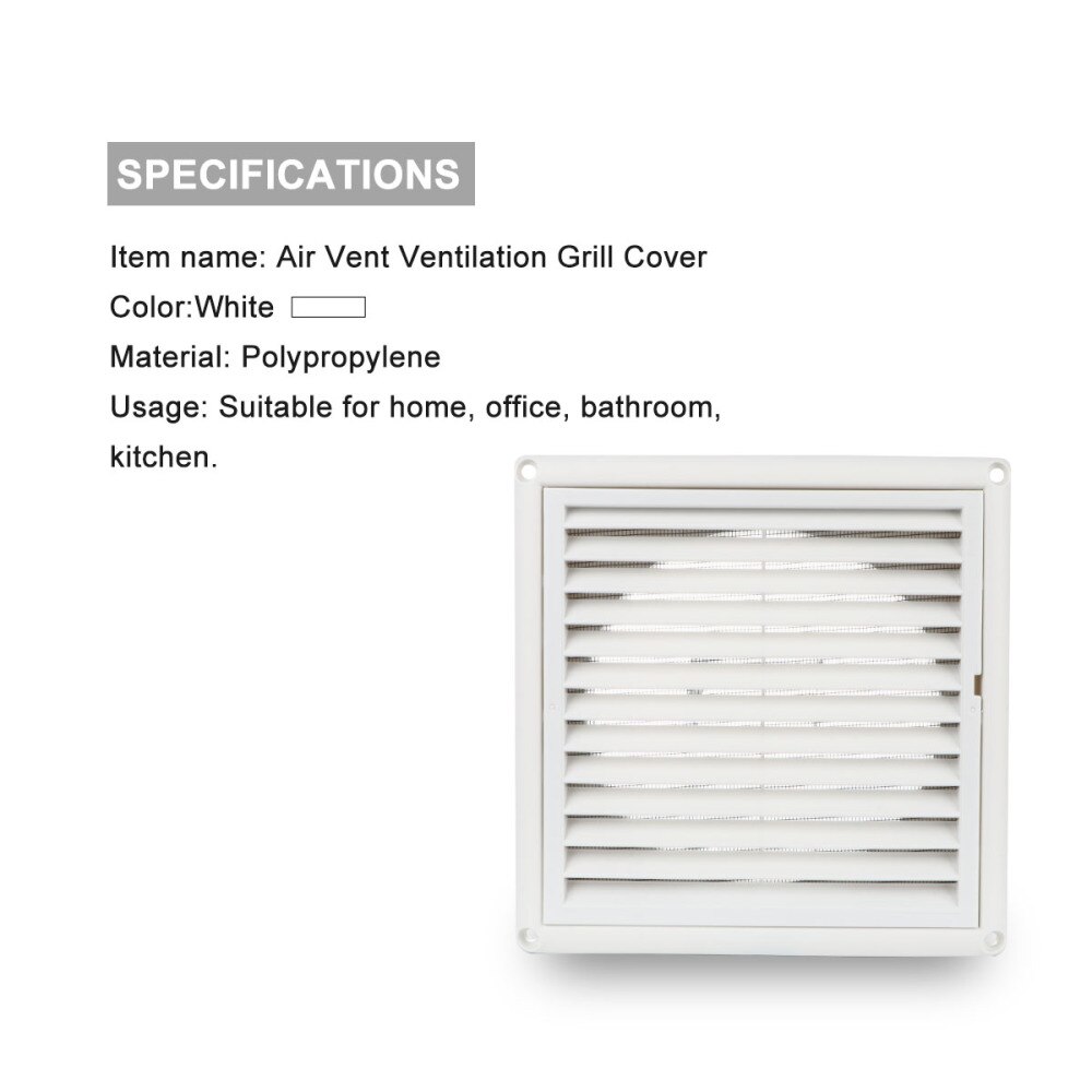 1pc luftventilen dekselet ventilasjon grillen vegg takmontert vent innebygde fly skjermen mesh for bad kontor hjemme (hvit , 100mm)
