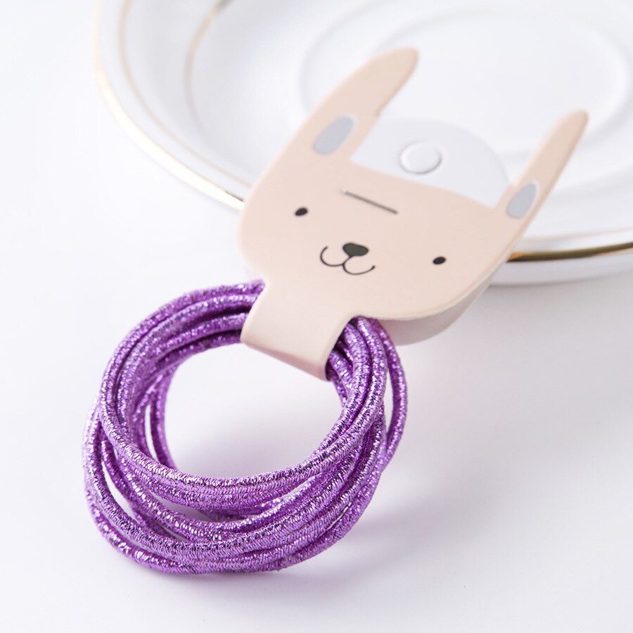 Bandes de caoutchouc en fil d'or pour filles | 10 pièces, couleurs bonbons, Nylon, bande élastique pour enfants, accessoires de cheveux, pour enfants, longue: light purple