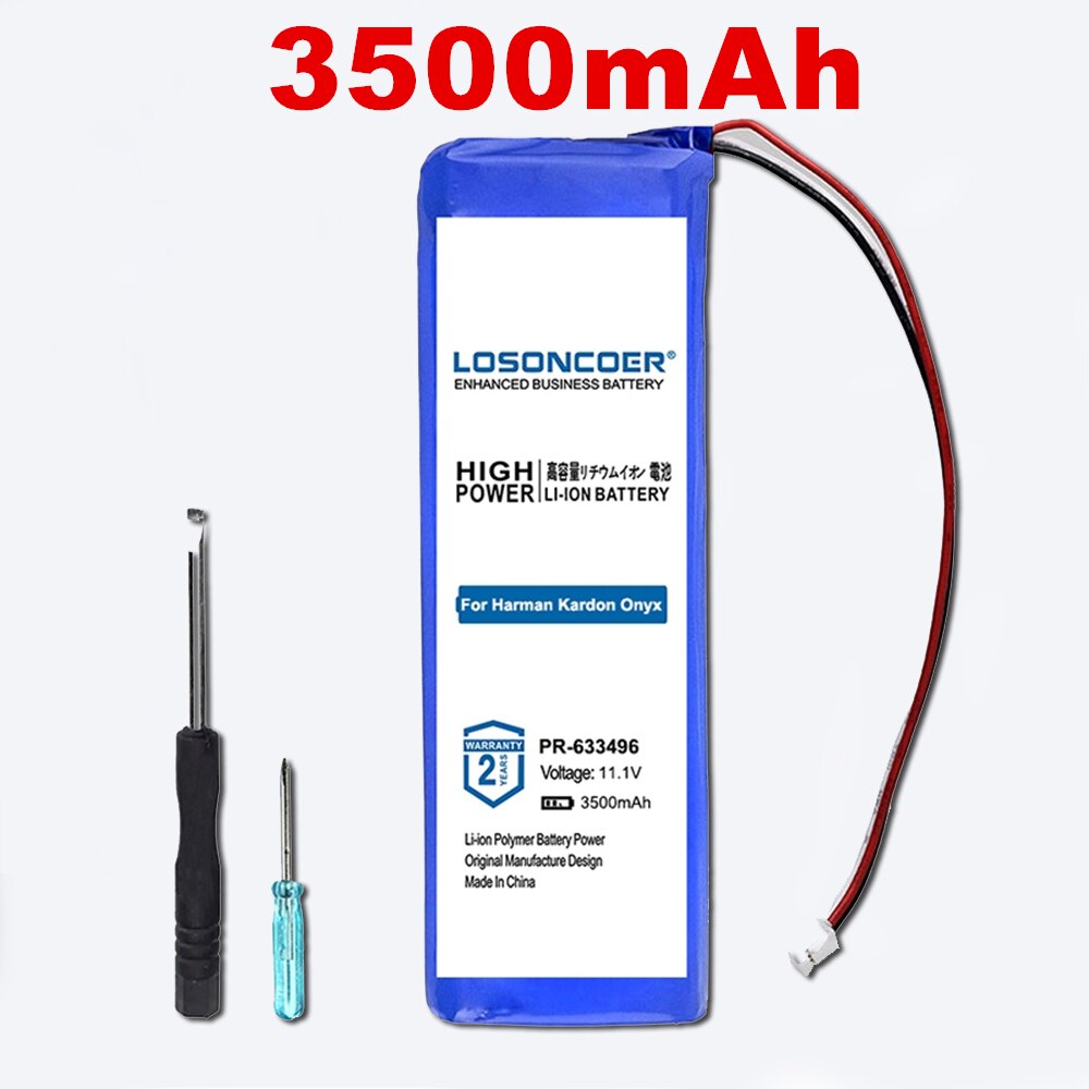 100% オリジナル LOSONCOER 3500 2600mah PR-633496 交換用バッテリー Harman Kardon 社オニキス PR-633496 良質バッテリー無料ツール