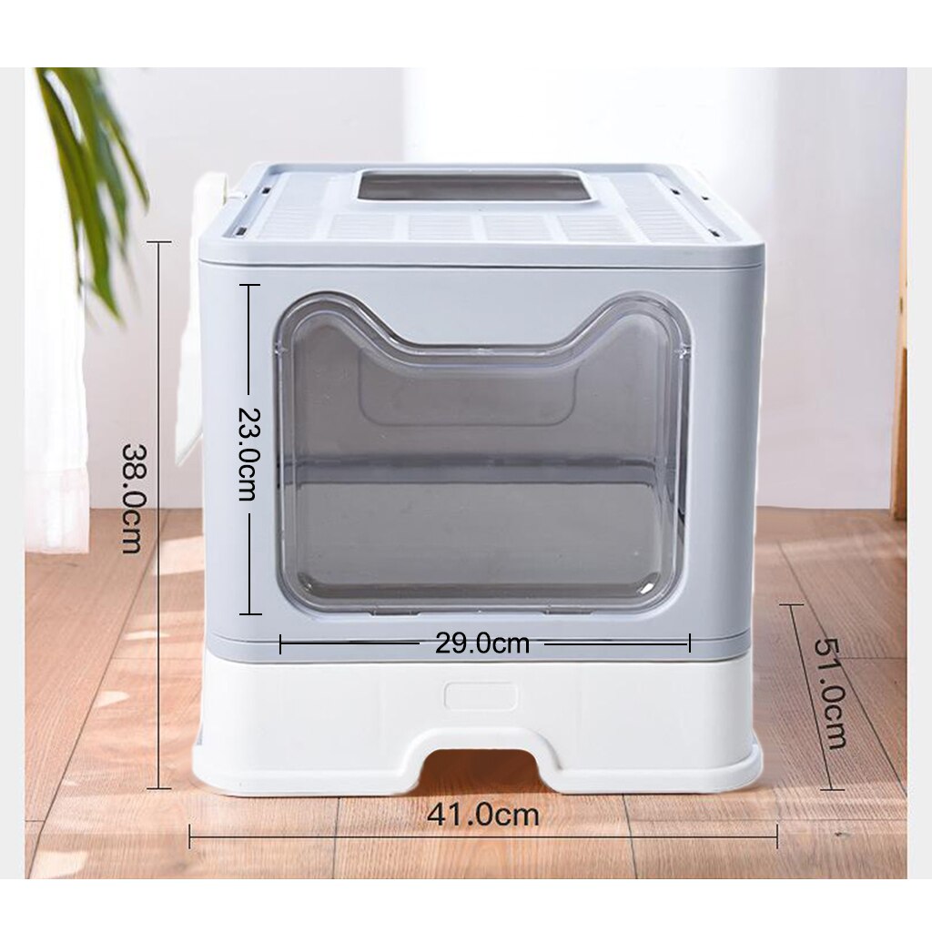 Cat Litter Box Large Litter Tray Cats Kitten Toilet Two Entrances Pan Bedpan Portable Kitten Clean Toilette Sand Box Container: Grey