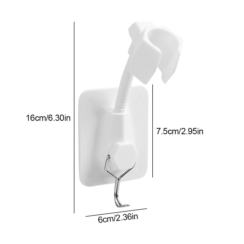 Universal Self-Adhesive Showerhead Bracket Wall-mounted Shower Head Holder 360° Rotatable Bathroom Accessories Stand Holder: B-White