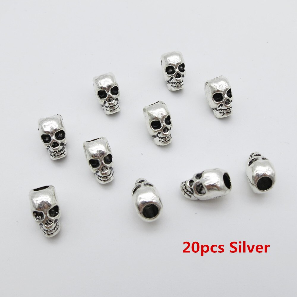 10 stk -20 stk lille kranium metal viking hår fletning dreadlock skæg perler rørringe til mænd kvinder hår tilbehør: 20 stk sølv