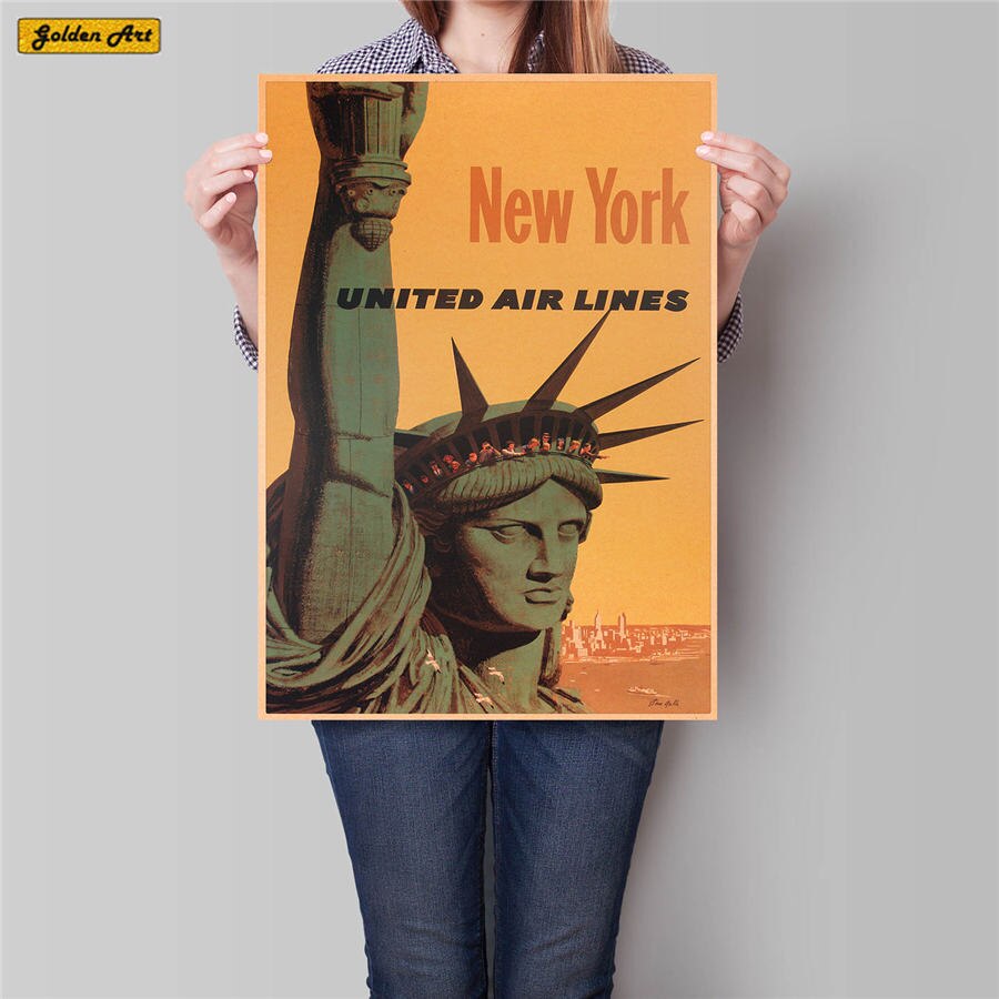 york landemerker plakat bytur veggklistremerke årgang kraftpapir kafé bar hotellinnredning håndmalt landskapsbilde 42 x 30cm
