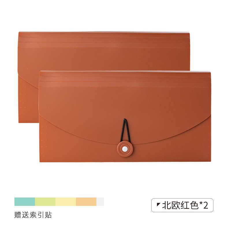 Sac de rangement de Classification à 13 couches, sac d'orgue, dossier de facture, sac de Document, sac de rangement de facture, petit dossier, papeterie de bureau: B red 2pcs