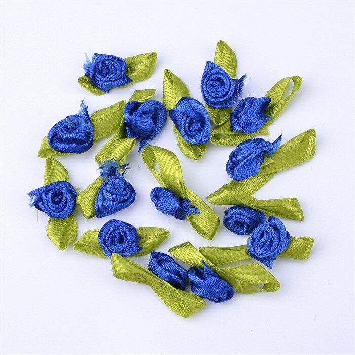 Mini Roses artificielles en soie, 500 pièces, 1.5cm, ruban en Satin, fleurs, fait à la main, décoration de mariage: Royal blue