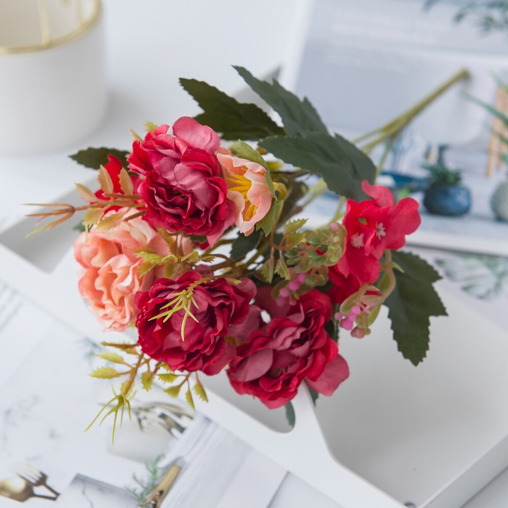Künstliche Blumen Weihnachten Dekorationen Vasen für Heimat Hochzeit Dekorative Blumen die Seide Pfingstrose DIY Ornamentalen blumentopf: verrotten
