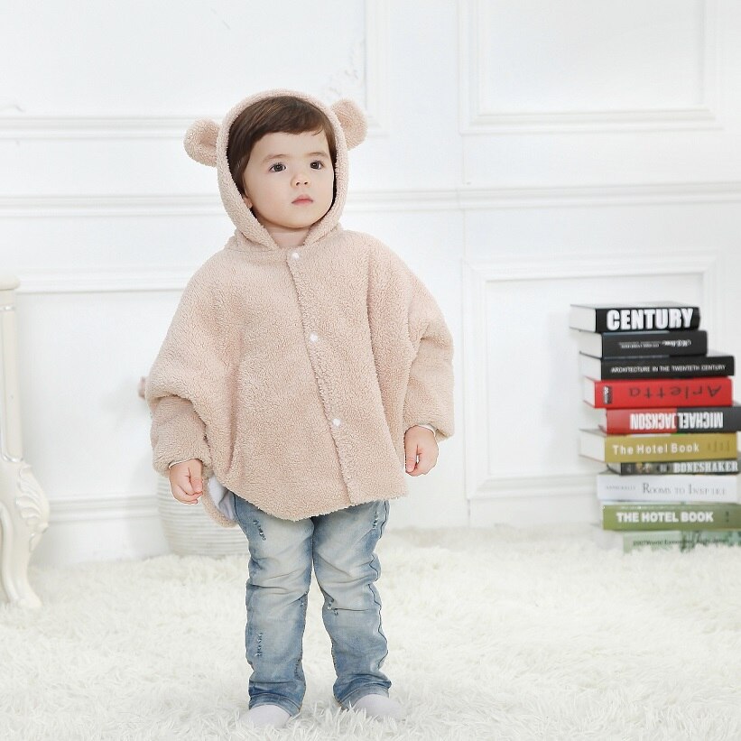 Hooyi Beige Baby Mäntel Mädchen der Kittel Oberbekleidung Vlies Mantel freundlicher Mantel Kaninchen Poncho Kap Jungen Outfits 0-3Jahre Dicken Umhang: Ursprünglich Titel