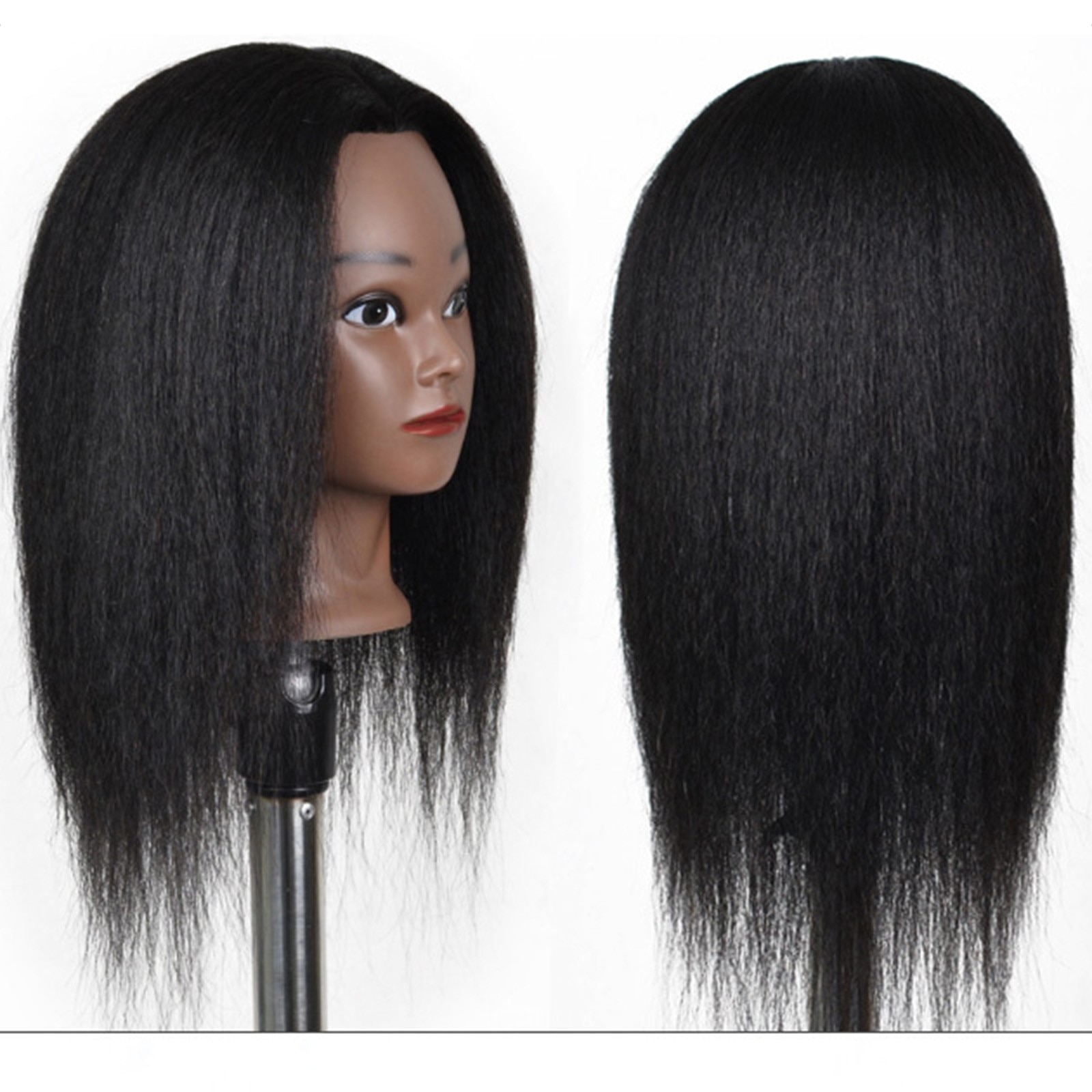 Afro-amerikaanse Mannequin Hoofd Met Echt Haar Voor Vlechten Haar Training Hairart Kapper Kappers Mannequin Hoofd # G30